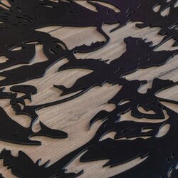 Modern Wooden Wall Art - Lion | Tobacco oak / Black