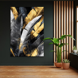 Modern picture - Golden tropical leaves