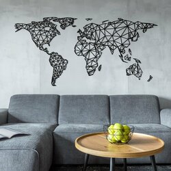 Fali 3D világtérkép - Poligonális atlasz  | Fekete