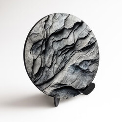 Round wooden picture - Rock