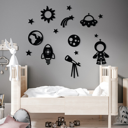 Wooden Wall Stickers - Space | Black