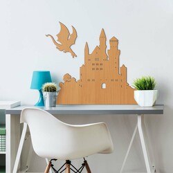 Wooden Halloween Decoration - Castle and Dragon | Beech