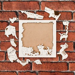 Drevené skladacie puzzle - Zvieratká džungle | Biela