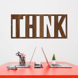 Drevený nápis na stenu - THINK | Orech