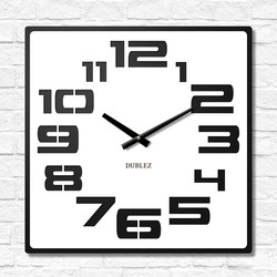 Square clock with large numbers - Noir Number | White