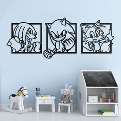 3-Piece Wall Art for Children&#039;s Room - Sonic  | Black