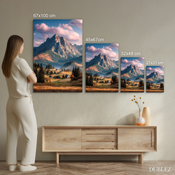 Drevený obraz - Dedinka v objatí hôr