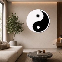 Drevený Jin Jang na stenu s 3D efektom