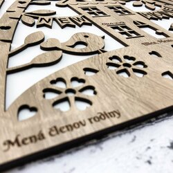 Wooden Wall Art with Custom Text - Our Home | Oak Sonoma / White