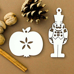 Tradičné vianočné ozdoby - Luskáčik a Jabĺčko | Topoľová preglejka