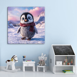 Detský drevený obraz - Tučniak