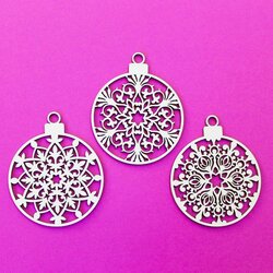 Christmas Balls - Set of 3 types, 2 pcs each (6pcs) | Poplar Plywood 