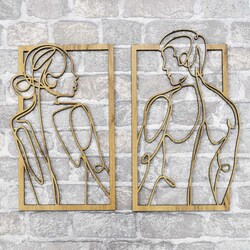 Wooden Wall Art - Man and Woman | Gold Craft Oak