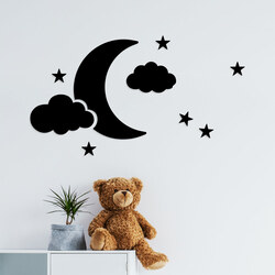 Dětské 3D samolepky na zeď - Měsíc a hvězdy | Černá