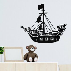 Wall Sticker for Boys - Pirate Ship | Black