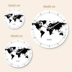 Biele nástenné hodiny - Mapa sveta