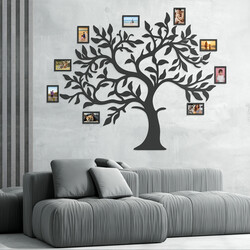 Dřevěná samolepka na zeď - Strom s fotkami | Antracitově-šedá