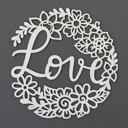 Drevený dekoratívny veniec na dvere - Love | Strieborná