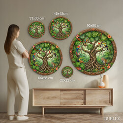 Drevený obraz stromu života - Raj papagájov