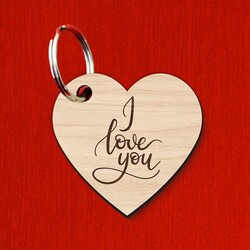 Wooden Keychain - I Love You