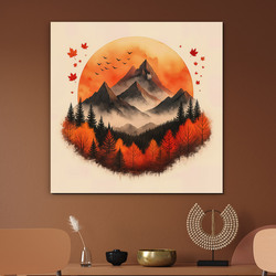 Wooden wall art - Autumn mountain peace