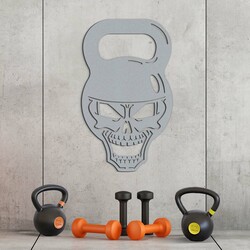 Gift for a Bodybuilder - Wooden Wall Art Kettlebell | Silver