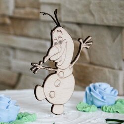 Drevená ozdoba na tortu - Olaf z rozprávky Frozen
