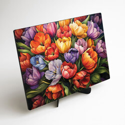 Tablou din lemn - Lalele colorate