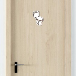 Wooden Door Sign - WC + Bathroom  | White