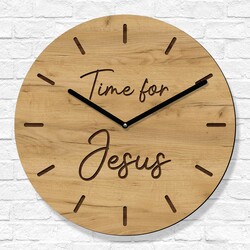 Kresťanské hodiny na stenu - Time for Jesus | Dub zlatý