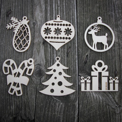 Vianočné dekorácie - Set 6 druhov po 4 ks (24ks)  | Topoľová preglejka