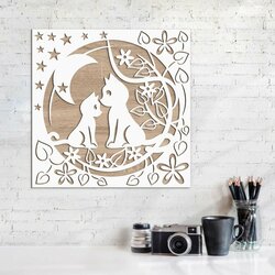 Wooden Decoration for Apartment - Cat | Oak Sonoma / White