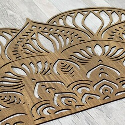 Drevená mandala nad posteľ - Vychádzajúce slnko  | Orech