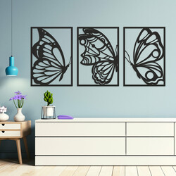 Többrészes fa kép - Pillangók | Fekete