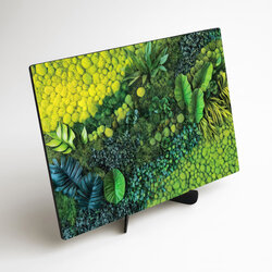 Dřevěný obraz s efektem mechu - Zelená zahrada