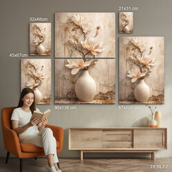 Obraz bílých magnólií ve váze | 90x136 cm