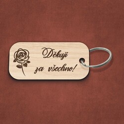 Gravírovaná klíčenka ze dřeva - Děkuji za všechno!