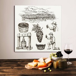 3D Engraved Picture - Vineyard | White