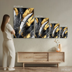 Modern picture - Golden tropical leaves