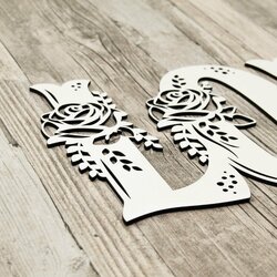 Wooden Wall Sticker - Love with Flowers | White