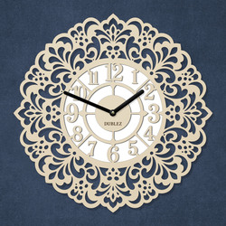 Wooden clock with mandala - Flower of Time | Beige