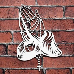 Wooden Wall Art - Praying Hands | White