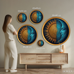 Dřevěný obraz - Slunce a Měsíc