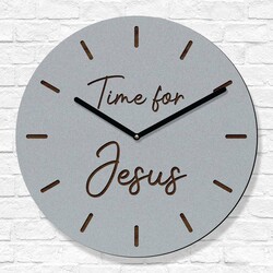 Kresťanské hodiny na stenu - Time for Jesus | Strieborná