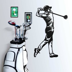 Drevený obraz na stenu - Golfista  | Čierna