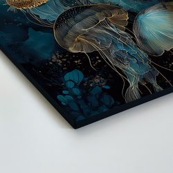 Golden blue painting - Jellyfish