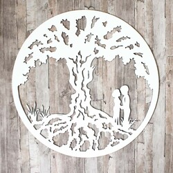 Wooden Tree of Life on the Wall - Love | White