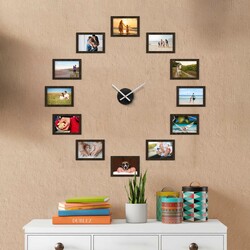 Wall Clock with Photo Frames | Wenge