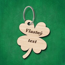 Drevená kľúčenka s vlastným textom - Štvorlístok