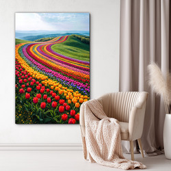 Wooden picture - Tulip field